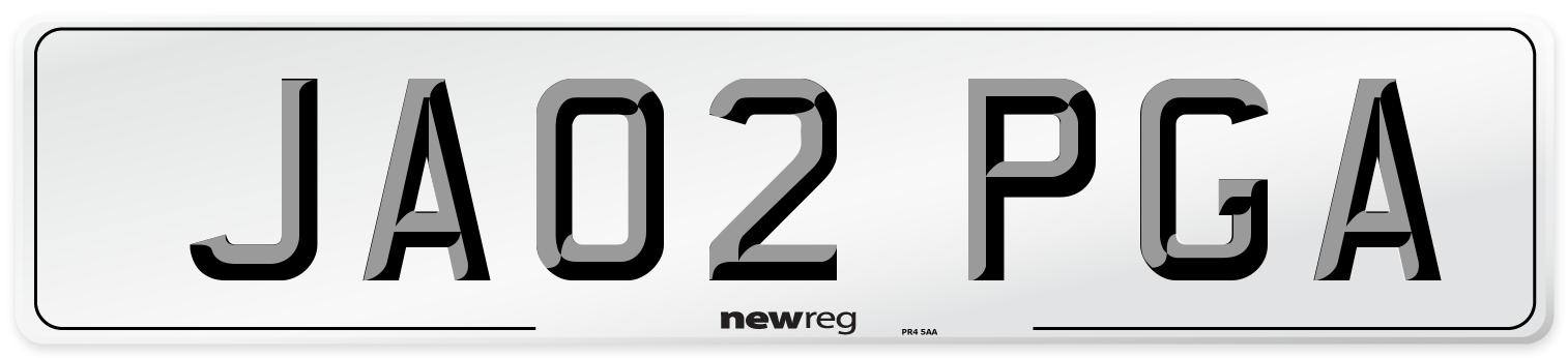 JA02 PGA Number Plate from New Reg